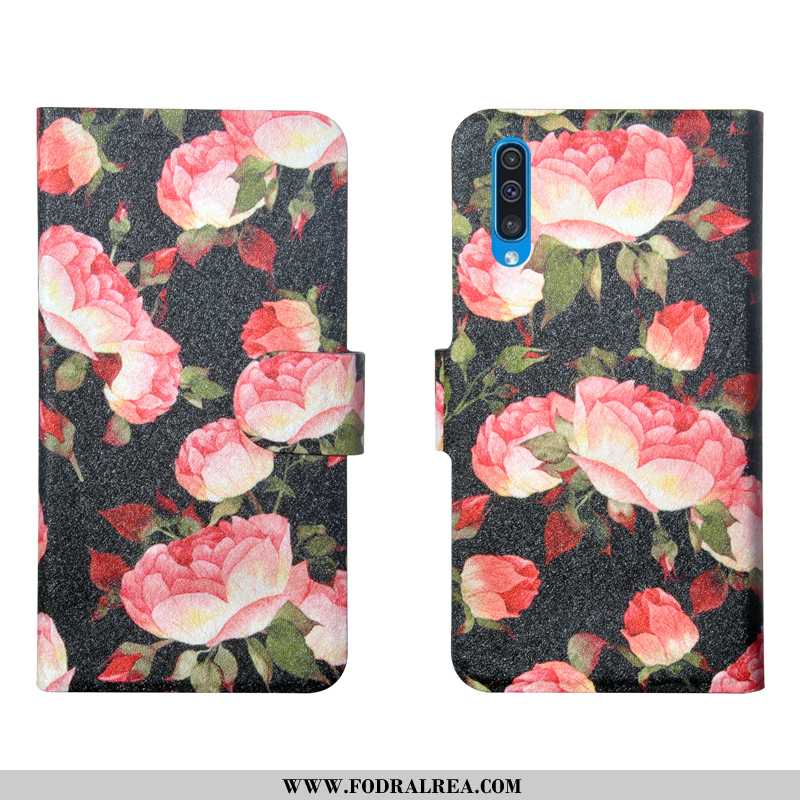 Skal Samsung Galaxy A50s Silikon Grön Blommor, Fodral Samsung Galaxy A50s Skydd