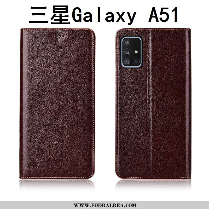 Skal Samsung Galaxy A51 Silikon Brun Läderfodral, Fodral Samsung Galaxy A51 Skydd