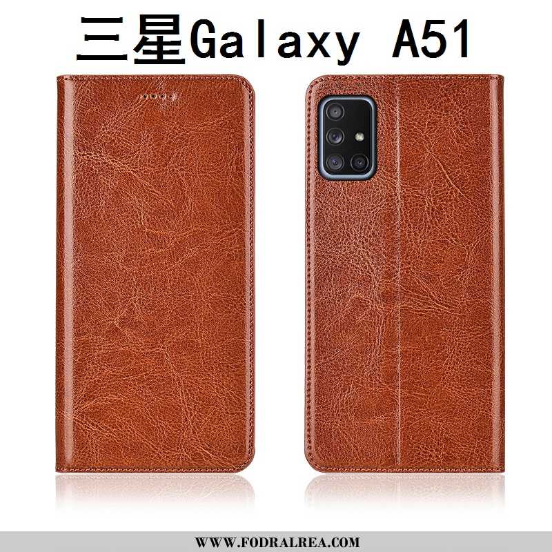 Skal Samsung Galaxy A51 Silikon Brun Läderfodral, Fodral Samsung Galaxy A51 Skydd