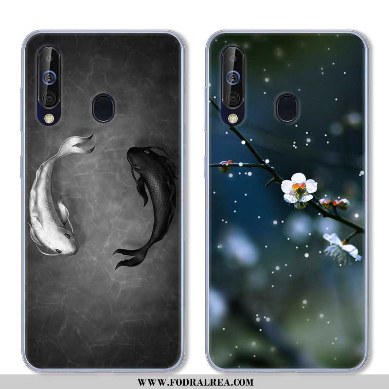 Skal Samsung Galaxy A60 Silikon Svart Fallskydd, Fodral Samsung Galaxy A60 Skydd Mjuk Svarta