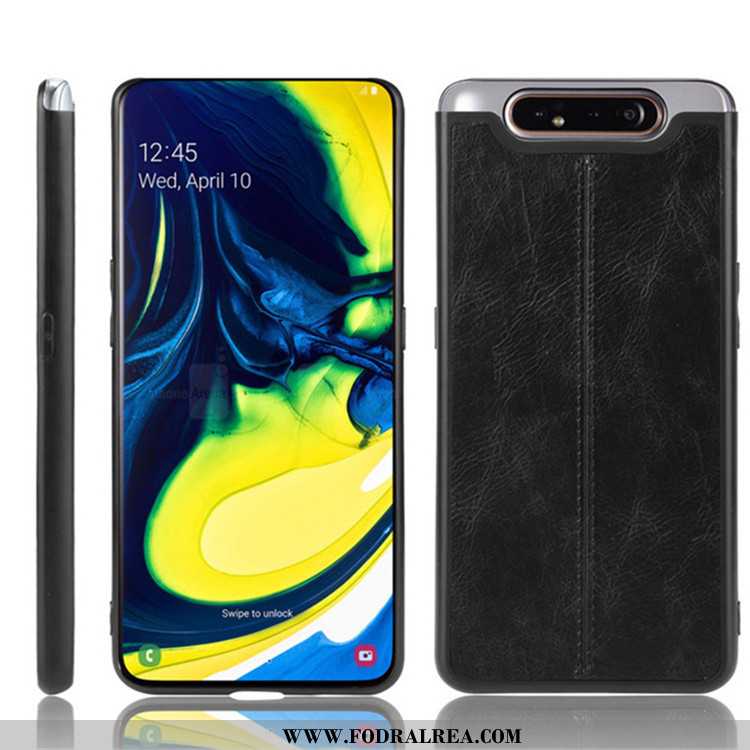 Skal Samsung Galaxy A80 Skydd Fallskydd Mobil Telefon, Fodral Samsung Galaxy A80 Läder Svart Svarta