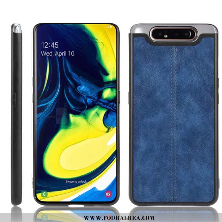 Skal Samsung Galaxy A80 Skydd Fallskydd Mobil Telefon, Fodral Samsung Galaxy A80 Läder Svart Svarta