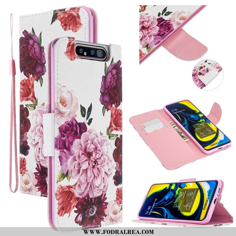 Skal Samsung Galaxy A80 Skydd Mobil Telefon Rosa, Fodral Samsung Galaxy A80 Läderfodral Stjärna Rosa