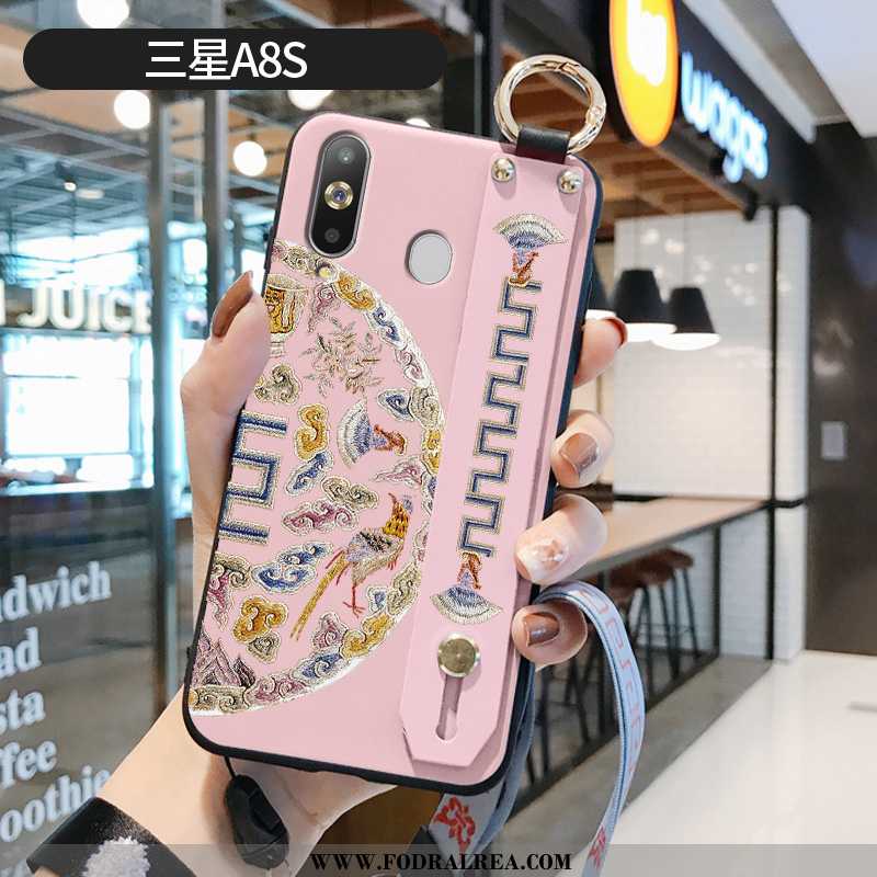 Skal Samsung Galaxy A8s Retro Kinesisk Stil Rosa, Fodral Samsung Galaxy A8s Mönster Palats Rosa