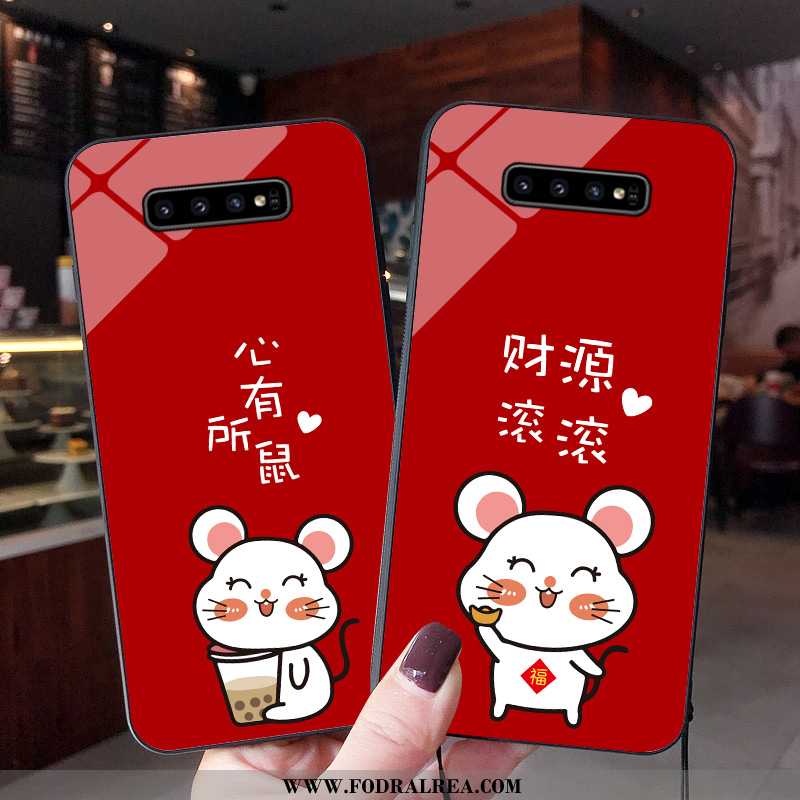 Skal Samsung Galaxy S10+ Glas Net Red, Fodral Samsung Galaxy S10+ Tecknat Mjuk Röd