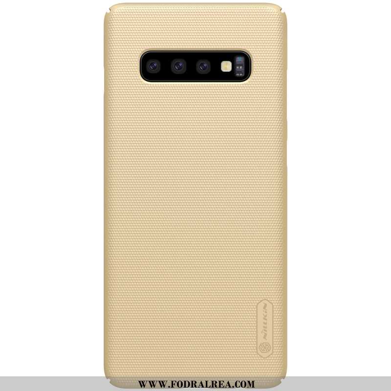 Skal Samsung Galaxy S10+ Nubuck Hård Guld, Fodral Samsung Galaxy S10+ Skydd Blå