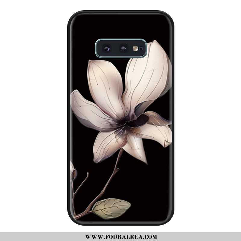 Skal Samsung Galaxy S10e Silikon Blommor, Fodral Samsung Galaxy S10e Lättnad Stjärna Svarta