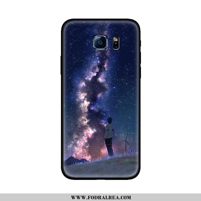 Skal Samsung Galaxy S6 Edge Mjuk Nubuck, Fodral Samsung Galaxy S6 Edge Skydd Tecknat Svarta