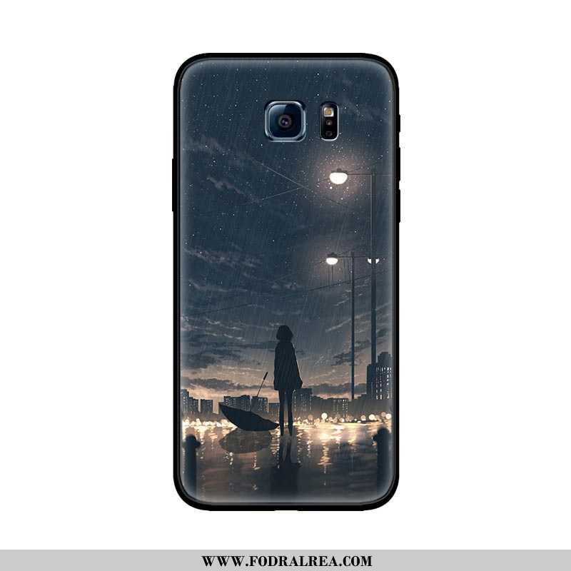 Skal Samsung Galaxy S6 Edge Mjuk Nubuck, Fodral Samsung Galaxy S6 Edge Skydd Tecknat Svarta