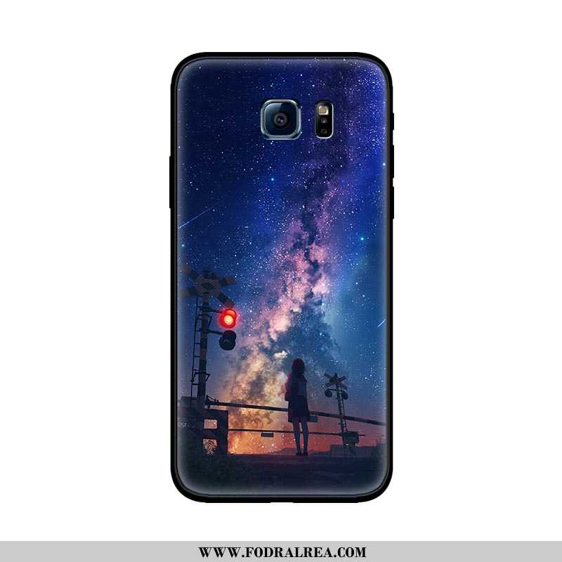 Skal Samsung Galaxy S6 Edge Mjuk Nubuck, Fodral Samsung Galaxy S6 Edge Skydd Tecknat Svarta