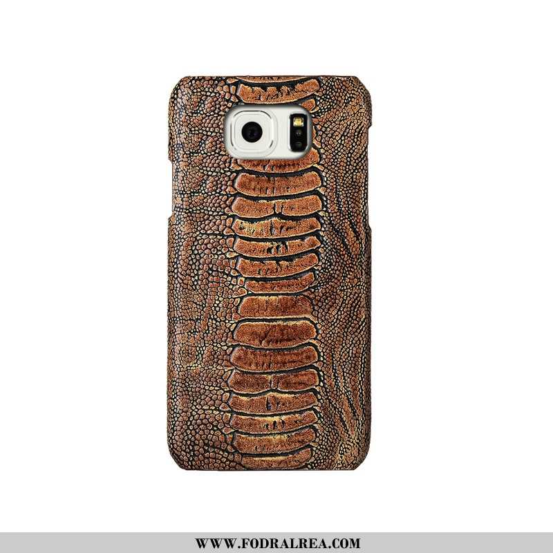 Skal Samsung Galaxy S6 Kreativa Lyxiga Skydd, Fodral Samsung Galaxy S6 Äkta Läder Bakre Omslag Khaki