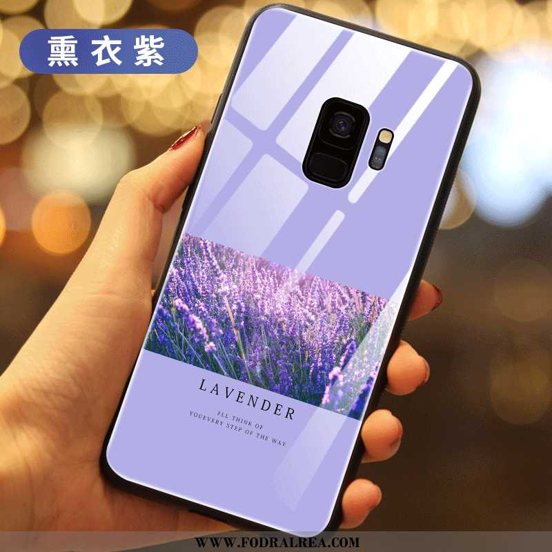 Skal Samsung Galaxy S9 Skydd Stjärna Grön, Fodral Samsung Galaxy S9 Glas Blommor Grön