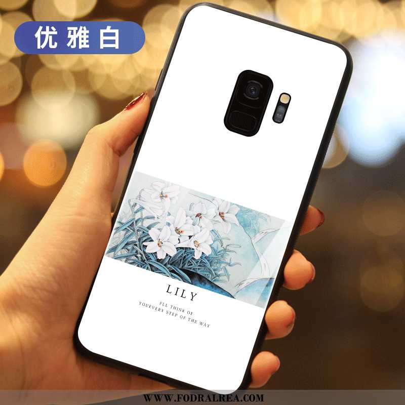 Skal Samsung Galaxy S9 Skydd Stjärna Grön, Fodral Samsung Galaxy S9 Glas Blommor Grön