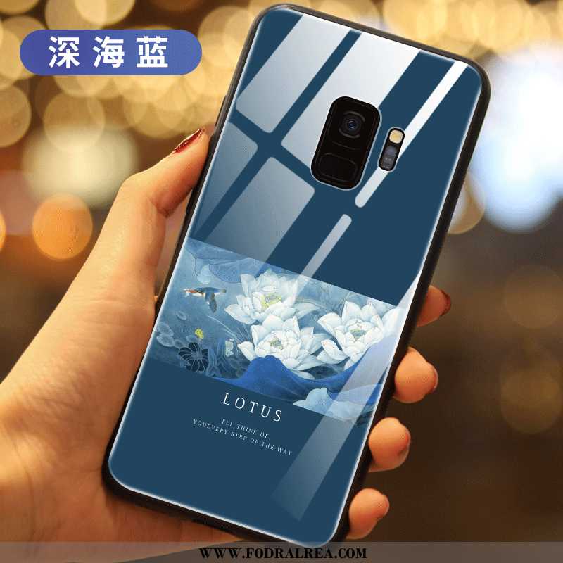 Skal Samsung Galaxy S9 Skydd Stjärna Grön, Fodral Samsung Galaxy S9 Glas Blommor Grön