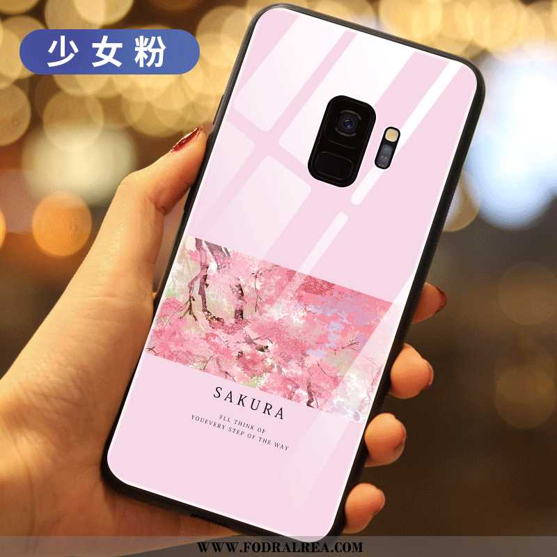 Skal Samsung Galaxy S9 Skydd Stjärna Grön, Fodral Samsung Galaxy S9 Glas Blommor Grön