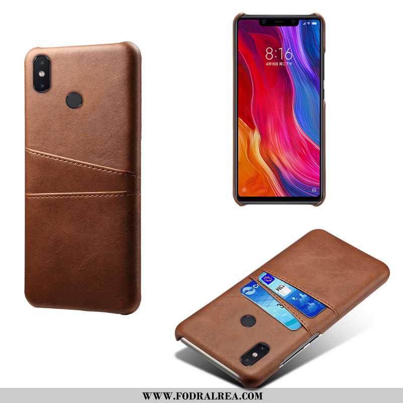 Skal Xiaomi Mi 8 Läderfodral Liten Fodral, Fodral Xiaomi Mi 8 Läder Mobil Telefon Bruna