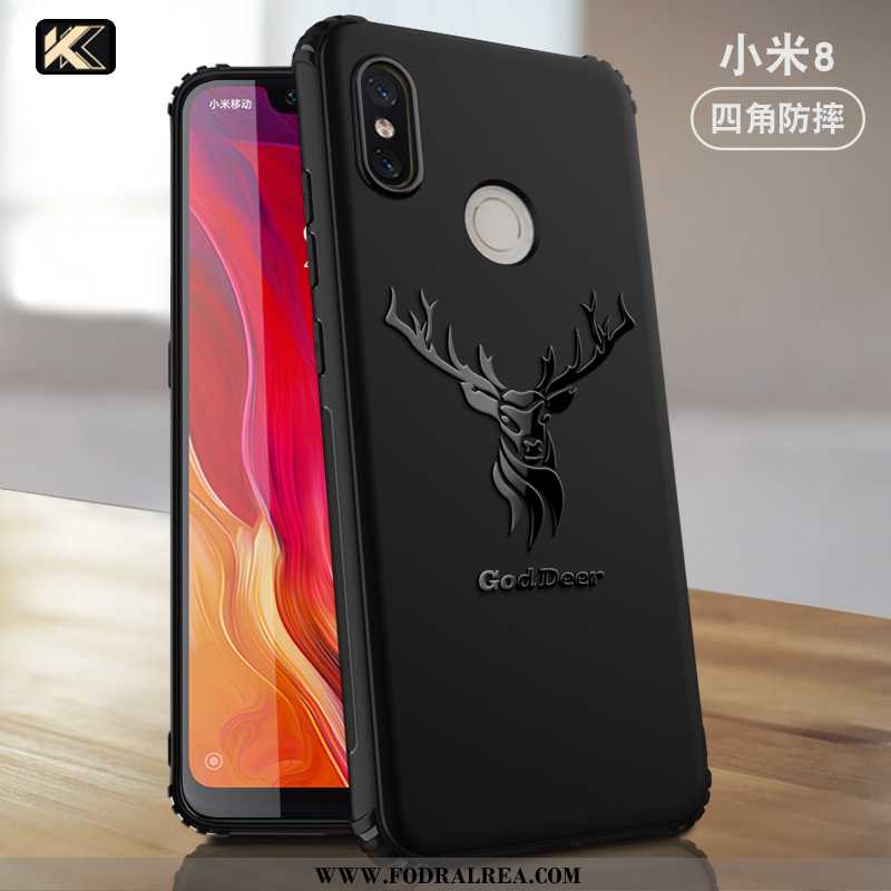 Skal Xiaomi Mi 8 Mönster All Inclusive Skal, Fodral Xiaomi Mi 8 Trend Nubuck Svarta