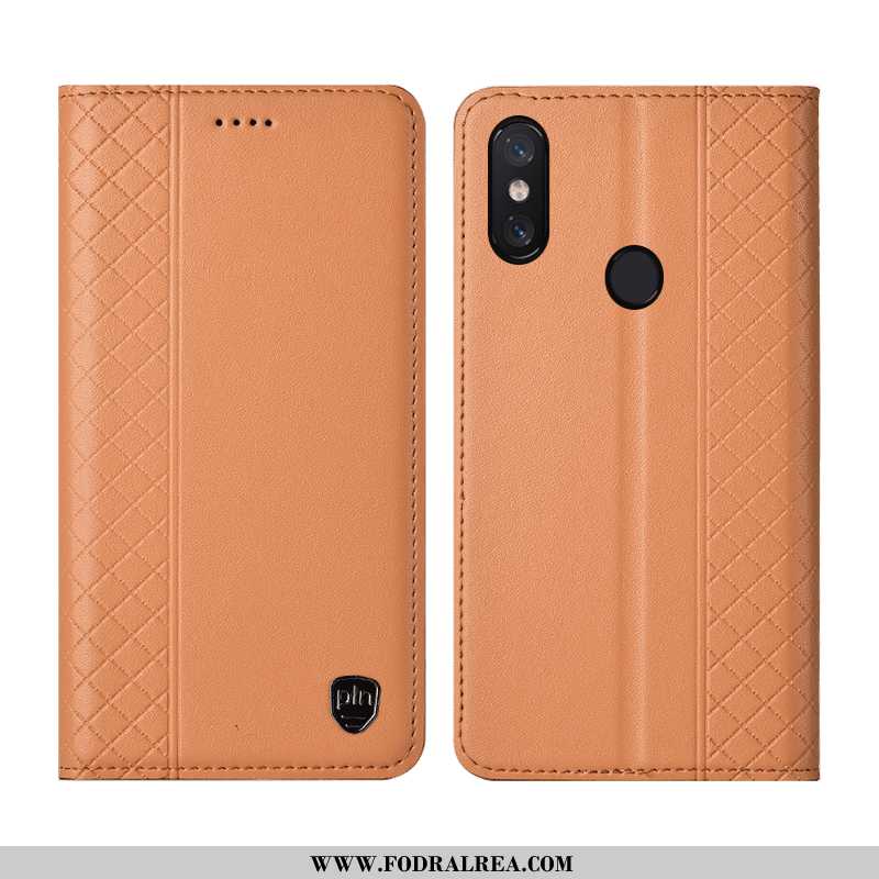 Skal Xiaomi Mi 8 Pro Mönster Liten, Fodral Xiaomi Mi 8 Pro Läderfodral Rutiga Gul