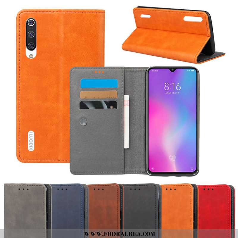 Skal Xiaomi Mi 9 Lite Plånbok Hård Fodral, Fodral Xiaomi Mi 9 Lite Skydd Läderfodral Orange