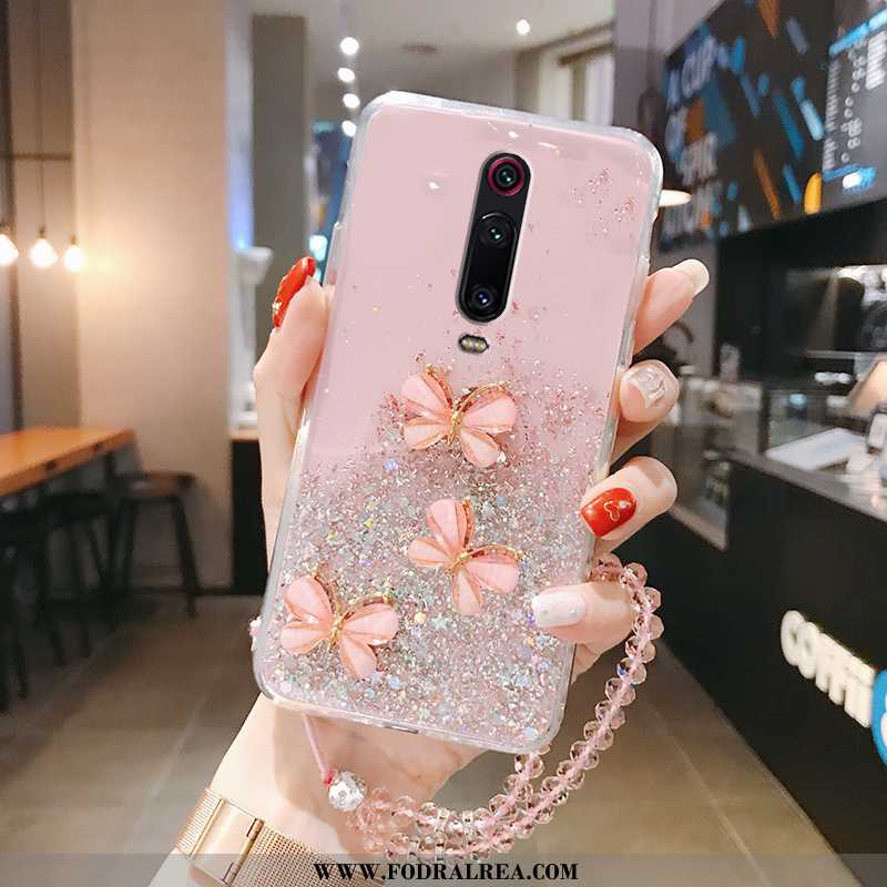 Skal Xiaomi Mi 9t Silikon Transparent Fjäril, Fodral Xiaomi Mi 9t Skydd Tunn Rosa