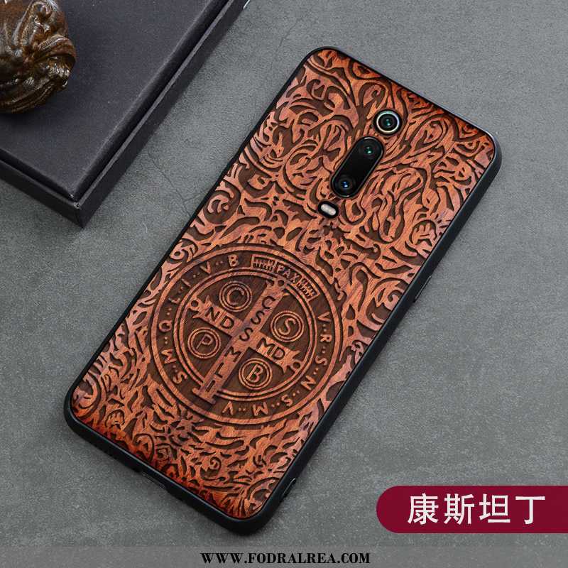 Skal Xiaomi Mi 9t Wood Röd Retro, Fodral Xiaomi Mi 9t Skydd Träsnideri Bruna