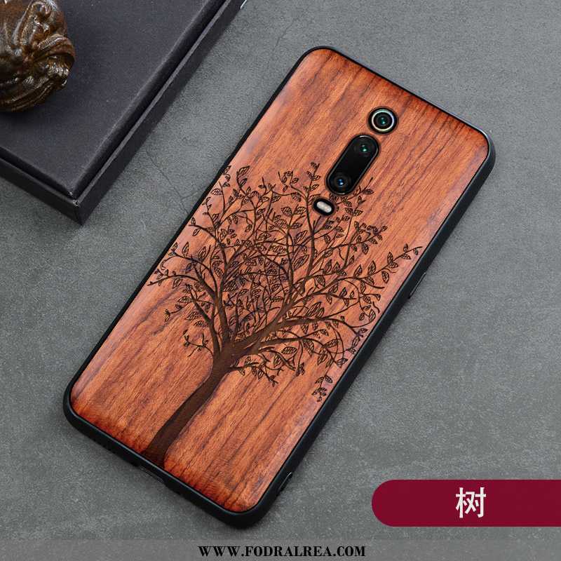 Skal Xiaomi Mi 9t Wood Röd Retro, Fodral Xiaomi Mi 9t Skydd Träsnideri Bruna