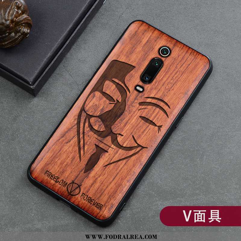 Skal Xiaomi Mi 9t Wood Röd Retro, Fodral Xiaomi Mi 9t Skydd Träsnideri Bruna