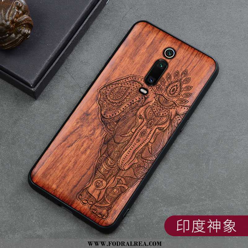 Skal Xiaomi Mi 9t Wood Röd Retro, Fodral Xiaomi Mi 9t Skydd Träsnideri Bruna