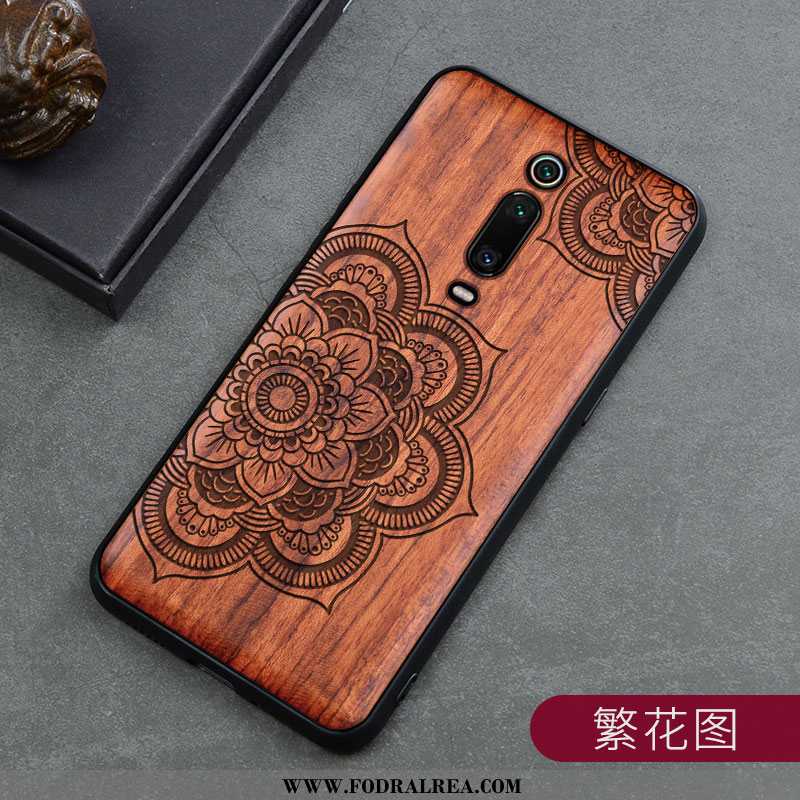 Skal Xiaomi Mi 9t Wood Röd Retro, Fodral Xiaomi Mi 9t Skydd Träsnideri Bruna