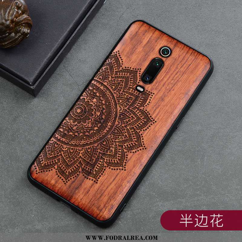 Skal Xiaomi Mi 9t Wood Röd Retro, Fodral Xiaomi Mi 9t Skydd Träsnideri Bruna