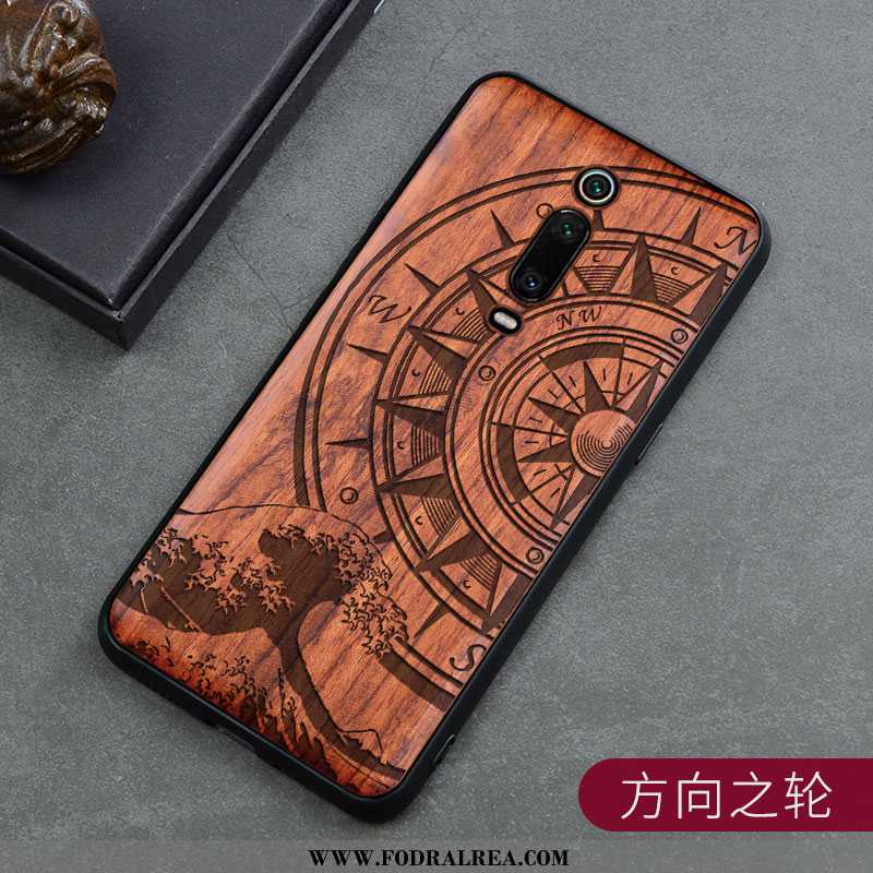 Skal Xiaomi Mi 9t Wood Röd Retro, Fodral Xiaomi Mi 9t Skydd Träsnideri Bruna