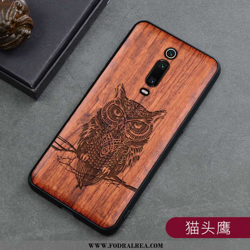 Skal Xiaomi Mi 9t Wood Röd Retro, Fodral Xiaomi Mi 9t Skydd Träsnideri Bruna