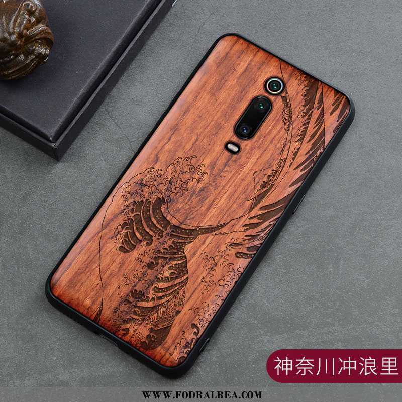 Skal Xiaomi Mi 9t Wood Röd Retro, Fodral Xiaomi Mi 9t Skydd Träsnideri Bruna