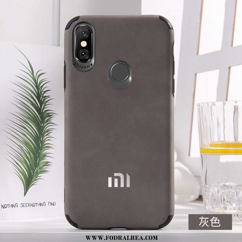 Skal Xiaomi Mi A2 Mjuk Röd Läder, Fodral Xiaomi Mi A2 Silikon Fallskydd