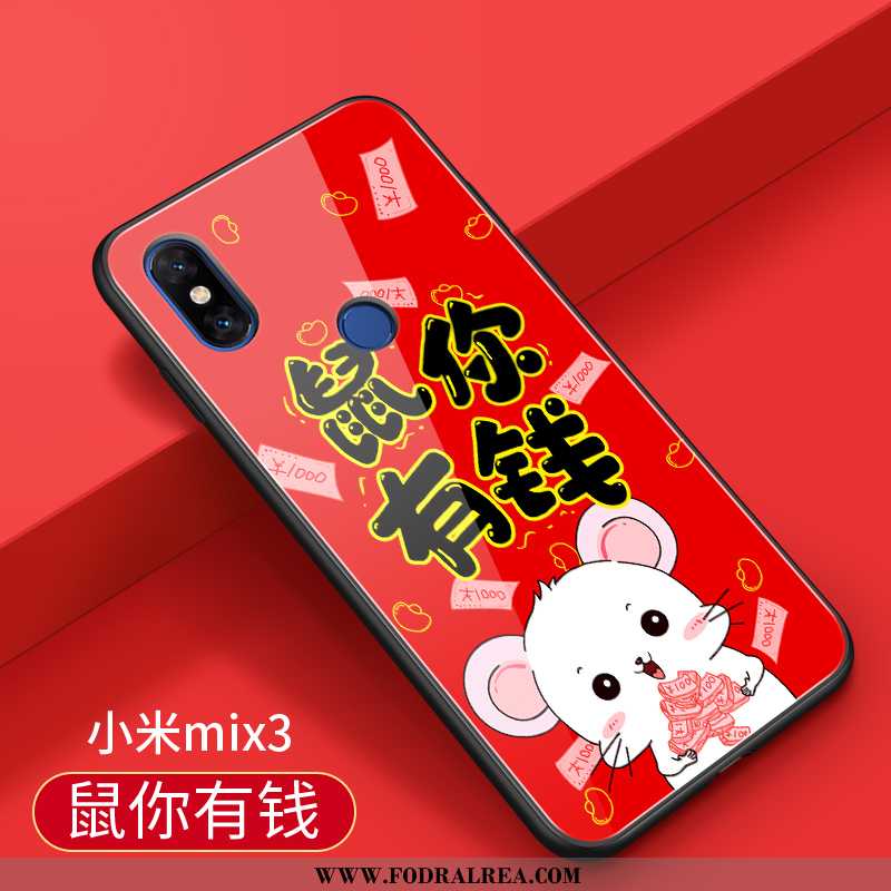 Skal Xiaomi Mi Mix 3 Trend Glas Silikon, Fodral Xiaomi Mi Mix 3 Super Personlighet Röd