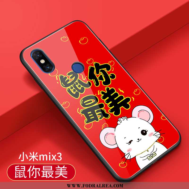 Skal Xiaomi Mi Mix 3 Trend Glas Silikon, Fodral Xiaomi Mi Mix 3 Super Personlighet Röd