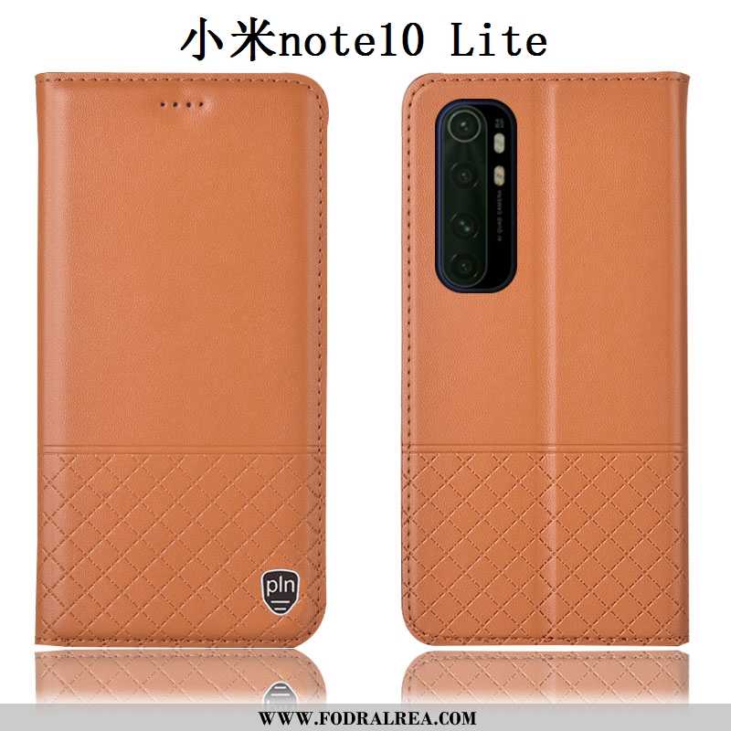 Skal Xiaomi Mi Note 10 Lite Äkta Läder Ungdom Liten, Fodral Xiaomi Mi Note 10 Lite Skydd Täcka Bruna