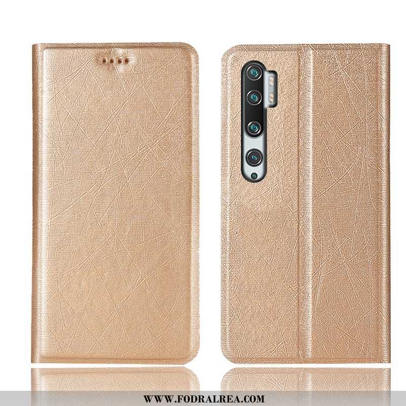 Skal Xiaomi Mi Note 10 Läderfodral Guld Röd, Fodral Xiaomi Mi Note 10 Mönster Täcka