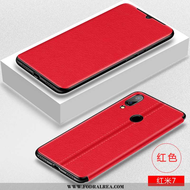 Skal Xiaomi Redmi 7 Skydd Clamshell Silikon, Fodral Xiaomi Redmi 7 Läderfodral Mjuk Bruna