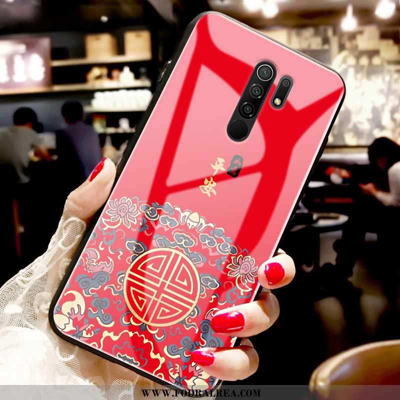 Skal Xiaomi Redmi 9 Tryck Palats Par, Fodral Xiaomi Redmi 9 Kreativa Glas Röd