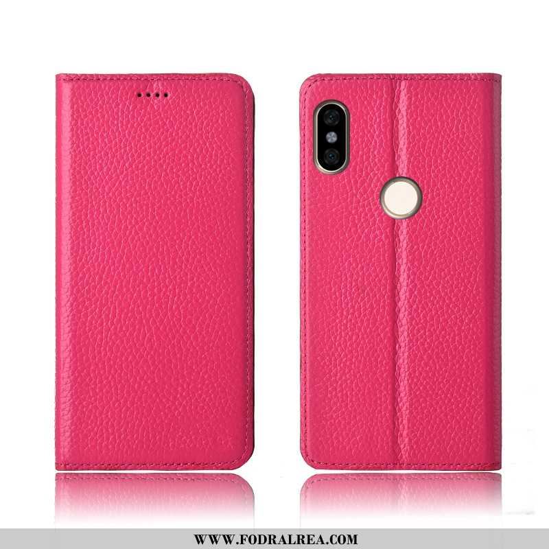 Skal Xiaomi Redmi Note 6 Pro Äkta Läder Skydd Ny, Fodral Xiaomi Redmi Note 6 Pro Mjuk Litchi Rosa