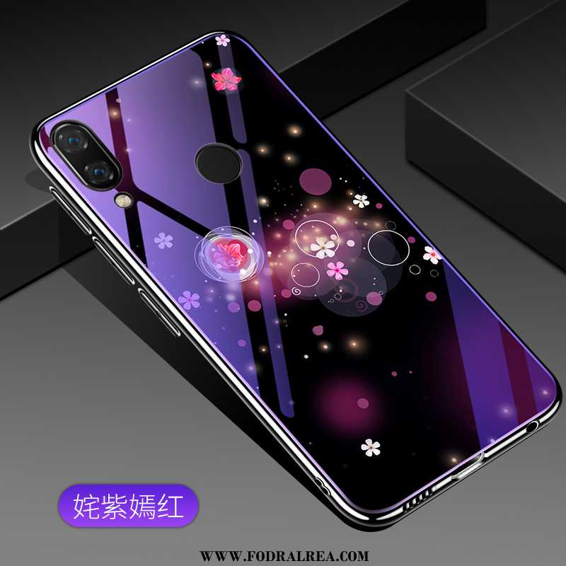 Skal Xiaomi Redmi Note 7 Skydd Blommor Purpur, Fodral Xiaomi Redmi Note 7 Glas Silikon Lila