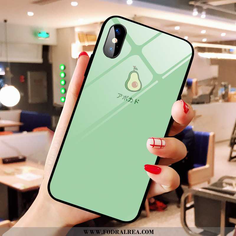 Skal iPhone X Glas Cow Net Red, Fodral iPhone X Kyla Mobil Telefon Gul