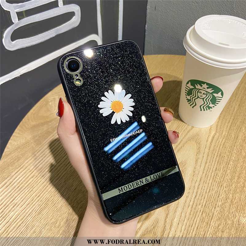 Skal iPhone Xr Silikon Pulver Blommor, Fodral iPhone Xr Trend Plating Svarta