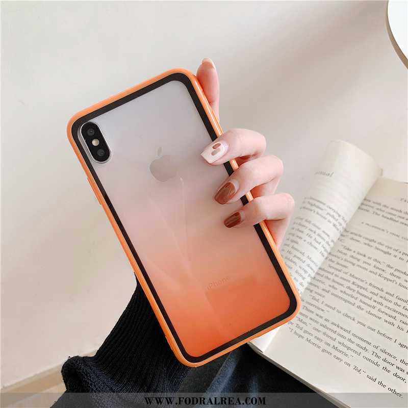 Skal iPhone Xs Kreativa Fallskydd Skydd, Fodral iPhone Xs Mjuk Transparent Orange