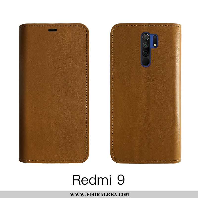 Fodral Xiaomi Redmi 9 Äkta Läder Skal Täcka, Xiaomi Redmi 9 Skydd Business Bruna