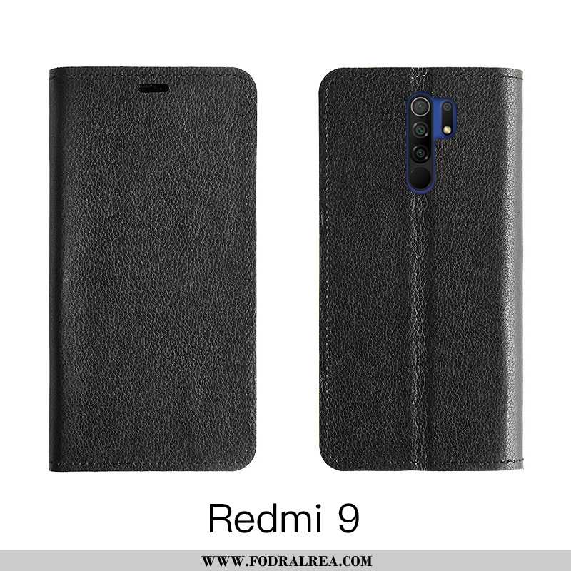 Skal Xiaomi Redmi 9 Läderfodral Röd Mobil Telefon, Fodral Xiaomi Redmi 9 Skydd All Inclusive Mörkblå