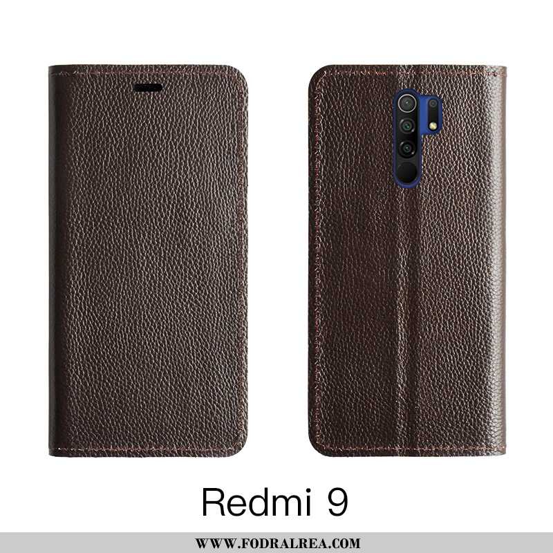 Skal Xiaomi Redmi 9 Läderfodral Röd Mobil Telefon, Fodral Xiaomi Redmi 9 Skydd All Inclusive Mörkblå