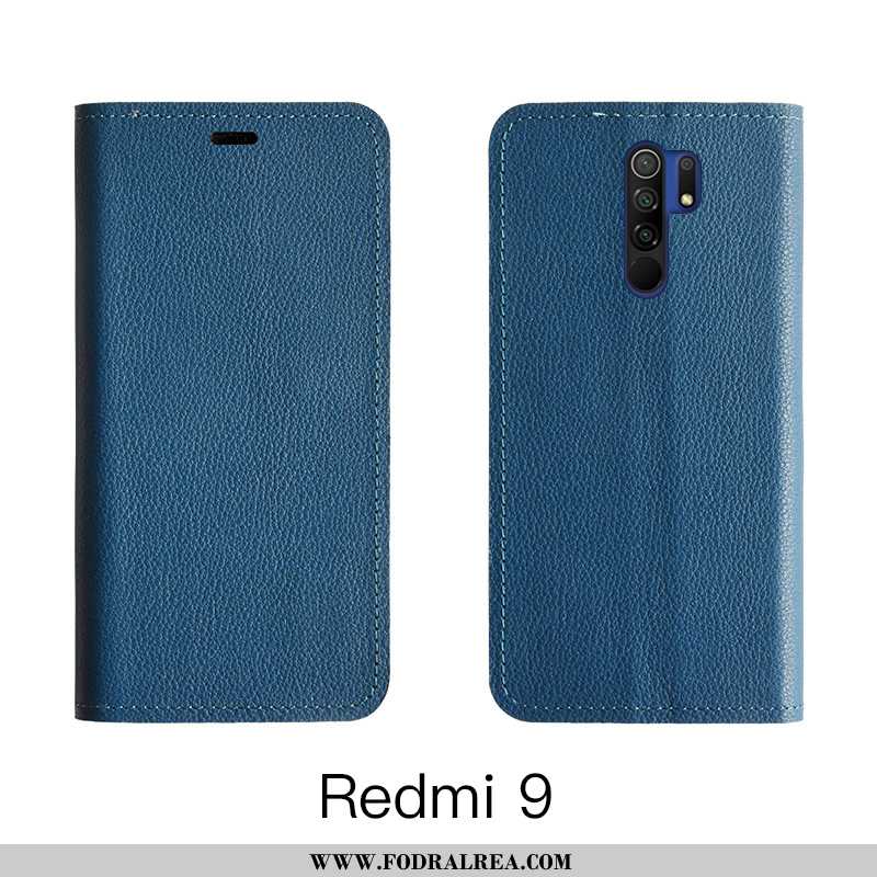 Skal Xiaomi Redmi 9 Läderfodral Röd Mobil Telefon, Fodral Xiaomi Redmi 9 Skydd All Inclusive Mörkblå