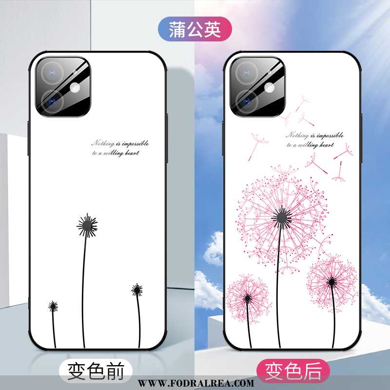 Skal iPhone 12 Mini Silikon Tunn Blommor, Fodral iPhone 12 Mini Glas Personlighet Vita